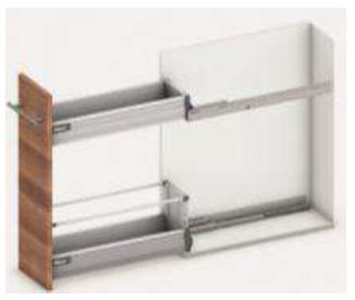 TANDEMBOX PLUS STAINLESS STEEL NARROW CABINET FOR CABINET WIDTHS 150 MM TO 200 MM WITH A MAXIMUM LOAD CAPACITY OF 20 KG NOMINAL LENGTH 500MM