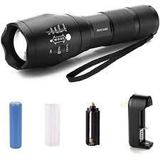 DOCOSS Waterproof Cree Bright Zoom LED Torches (Black)