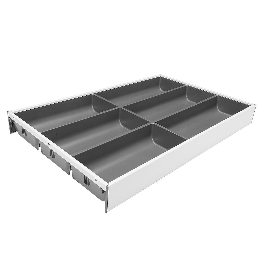ZC7S500BS3 AMBIA-LINE FOR LEGRABOX ORION GREY MATT 6  COMPARTMENTS CUTLERY INSERT BOX WITH NYLON SOFTTOUCH SURFACE NOMINAL LENGTH = 500 MM, WIDTH=300 MM, HEIGHT: 50.5 MM