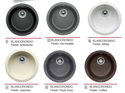  Rondo Single Bowl Sink without Drain Board Collection, Single Bowl Round, dia450 dia380, Jasmine sink