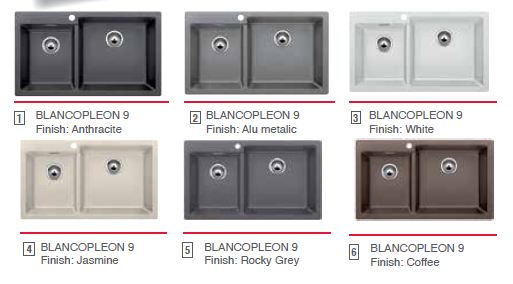 Pleon 9 Double Bowl Sink without Drain Board Collection 860x500x220, 450x430, 316x390 Anthracite Sink
