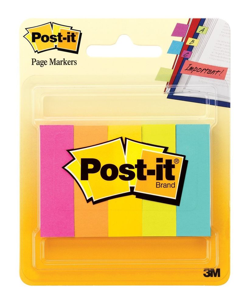 Colored Post It Strips (5 In 1) 15mm X 76mm X 200 Sheet